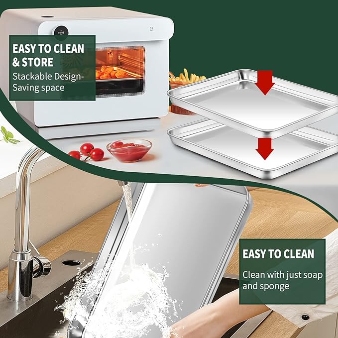 Jelly Roll Pan with Cooling Rack Set, CEKEE Stainless Steel Baking Sheet Tray - Image 6