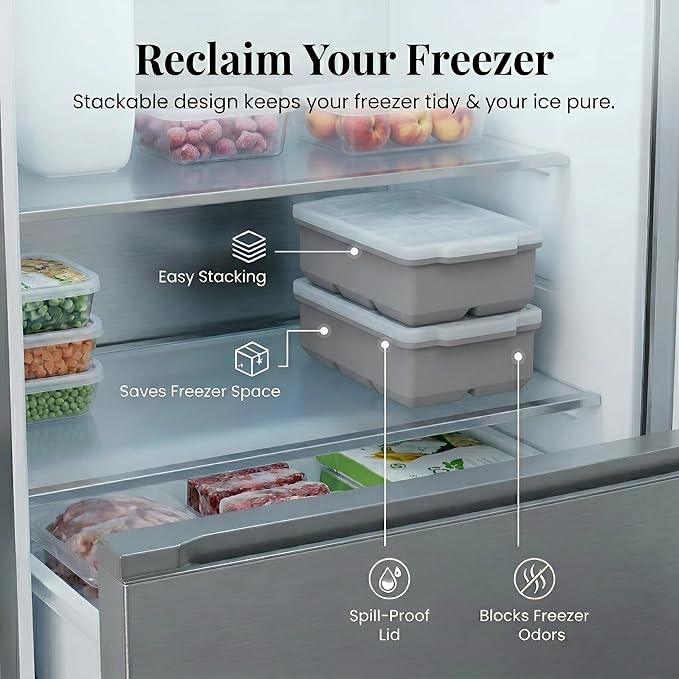 KitchFort Large Silicone Ice Cube Tray, Easy Release 2" Big Ice Cubes - Image 6