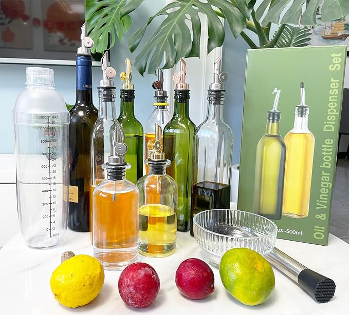 Pafusen 12 Pack Weighted Liquor Pour Spout, Auto Flip Olive Oil Dispenser Spout - Image 2