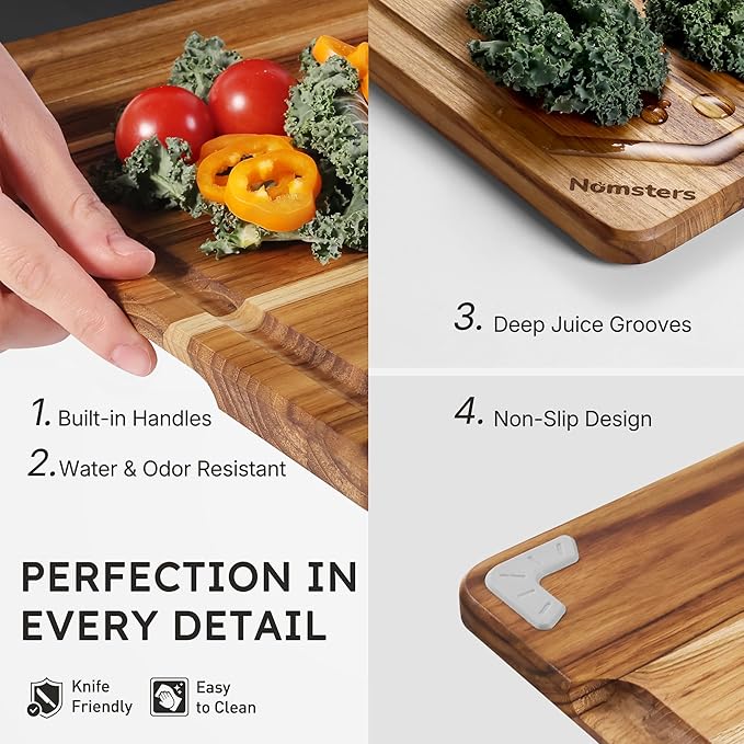 4 Pack Teak Wood Cutting Board Set - Image 6