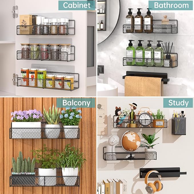 DTUQYX Spice Rack Wall Mounted 6 Pack: 100% Metal & Strong Adhesive Spice - Image 7