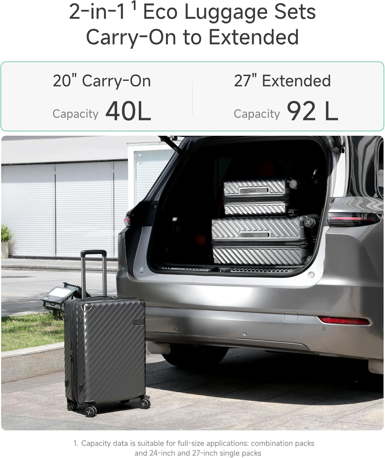 LUGGEX Luggage with Spinner Wheels, Polycarbonate Expandable Hard Shell Suitcase