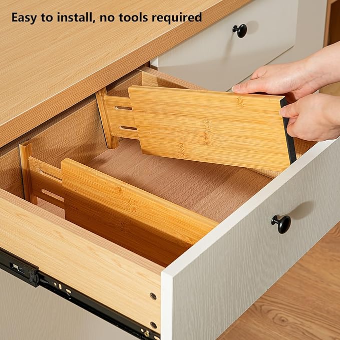 Fabsome Dresser Drawer Organizers 6 Pack, 4.65'' High Adjustable from 12.5-17‘’ - Image 5