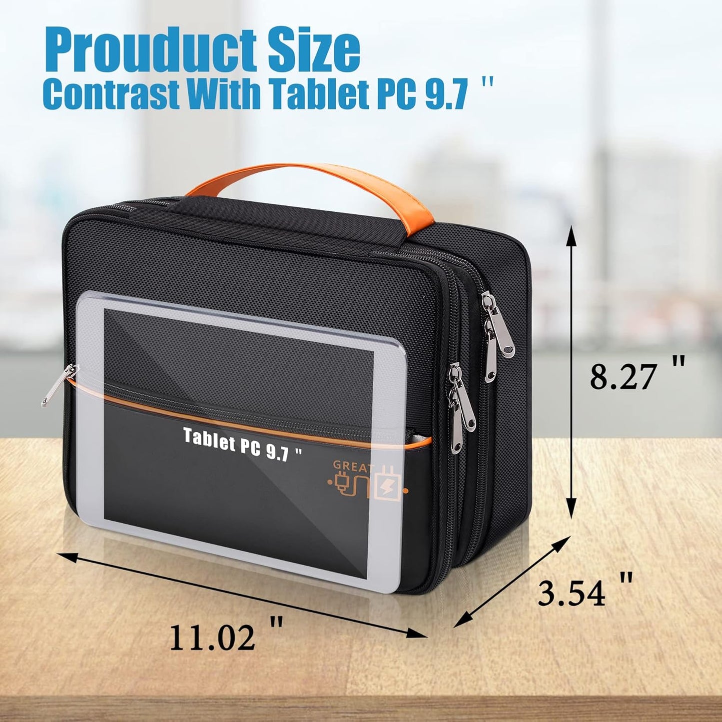 SELLYFELLY Electronics Travel Organizer, Double Layer Cable Organizer Bag Watreproof Electronics Accessories Storage Bag for Cord, Charger, Phone, Power Bank, Hard Drive