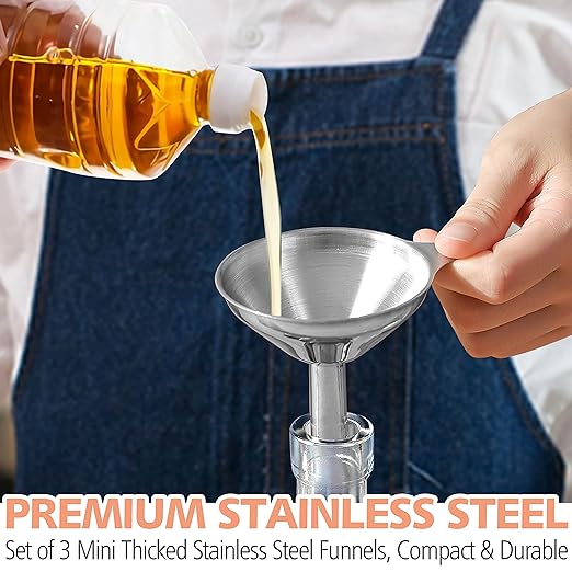 Anaeat Stainless Steel Mini Kitchen Funnel Set, 3 Pack Durable Metal Filling - Image 2