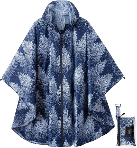Rain Poncho Jacket Coat Hooded Zipper Style for Women/Men/Adult with Pocket