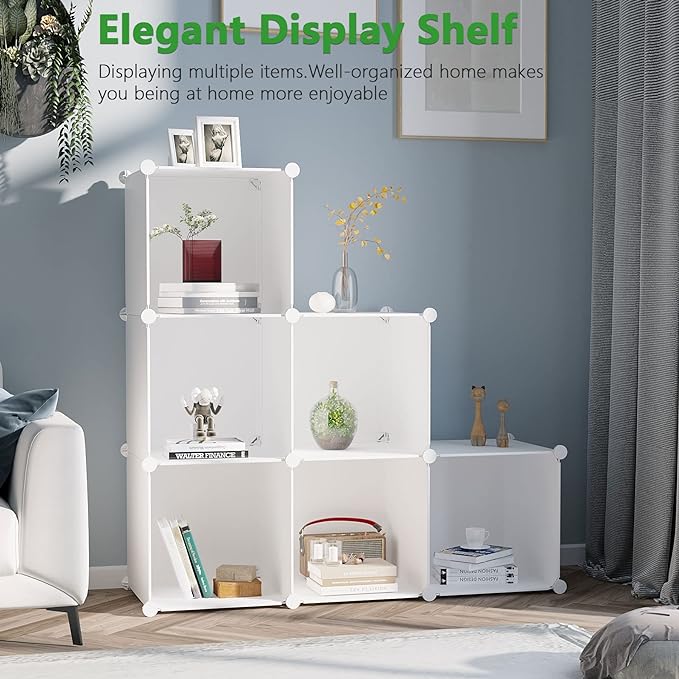 C&AHOME 6-Cube Storage Organizer, Stackable Storage Cubes Shelves, Portable - Image 3