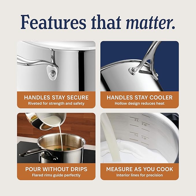LEGEND COOKWARE 5-Ply Stainless Steel 10-Quart Stock Pot - Image 5