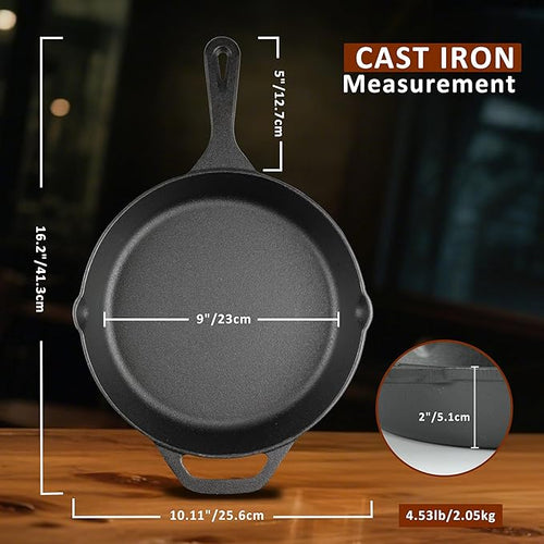 10 Inch Cast Iron Skillet, Pre-Seasoned Frying Pan - Image 2