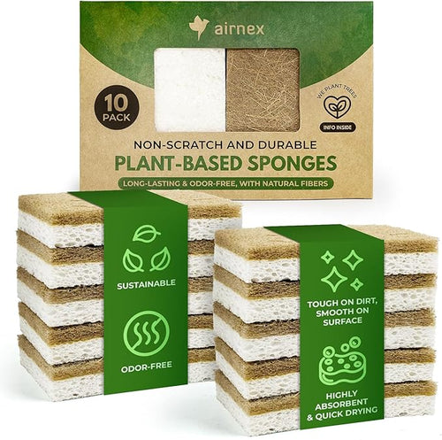 10 Pack Biodegradable Natural Kitchen Sponge by Airnex