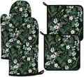 Botanical Print FloralOven Mitts and Pot Holders Sets Heat Resistant 4Pcs by ANTJOO
