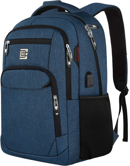 17 Inch Laptop Backpack, Business Anti Theft Slim Durable Laptops Backpack with USB Charging Port, Water Resistant College Computer Bag Gifts for Men & Women Fits 15.6 Inch Notebook-Blue