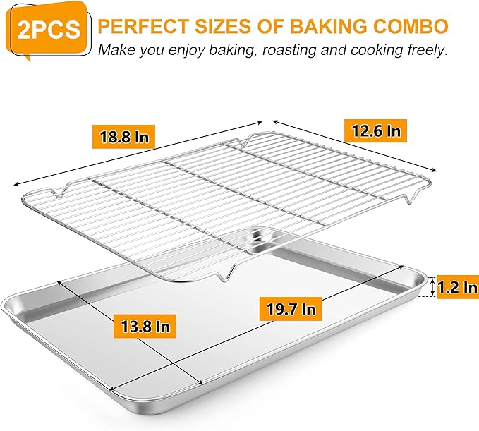 Homikit Baking Sheet with Rack, Big Bacon Baking Tray with Cooling Rack - Image 2