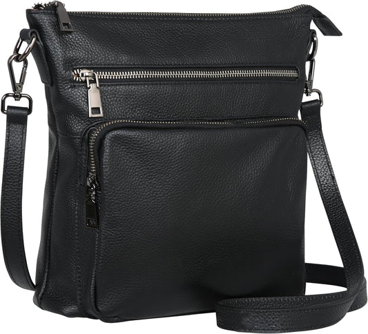 HESHE Crossbody Bags for Women Leather Handbags Designer Shoulder Purse with Pockets Satchel Purse Travel Bag