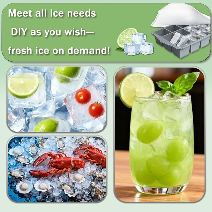 Ice Cube Trays for Freezer, 3 Pack Easy Release Slicone Ice Cube Tray - Image 7