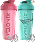VELOMIX -2 Pack- 28 oz Protein Shaker Bottles by VELOMIX