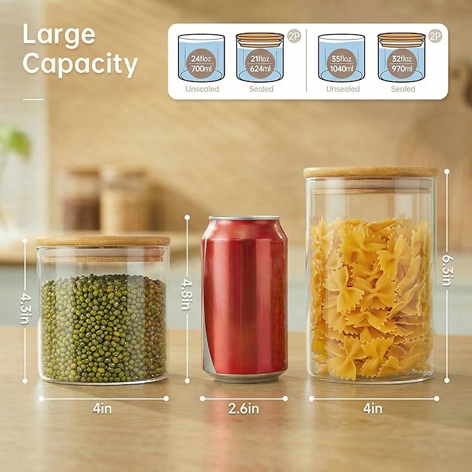 32oz & 21oz - 4 Pack Glass Jars - Image 3
