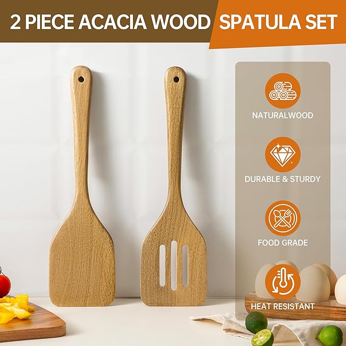 2 Pcs Wooden Cooking Utensils Set ，Wooden Spoons - Image 3