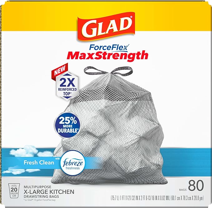 Glad ForceFlex MaxStrength Kitchen Trash Bags, 20 Gal, Fresh Clean Febreze - Image 13