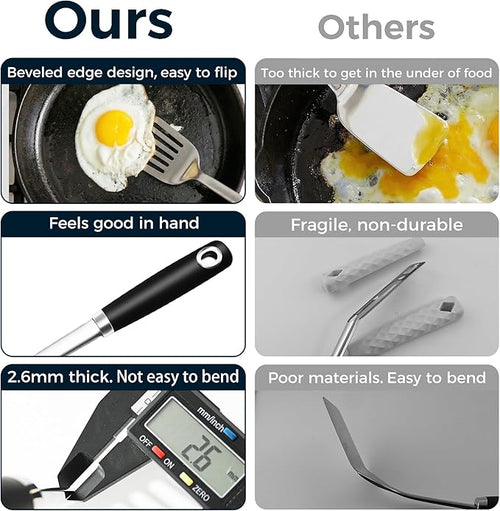 14-in Spatula Set, 18/0 Stianless Steel Heavy Duty Turner & Slotted Spatula - Image 2