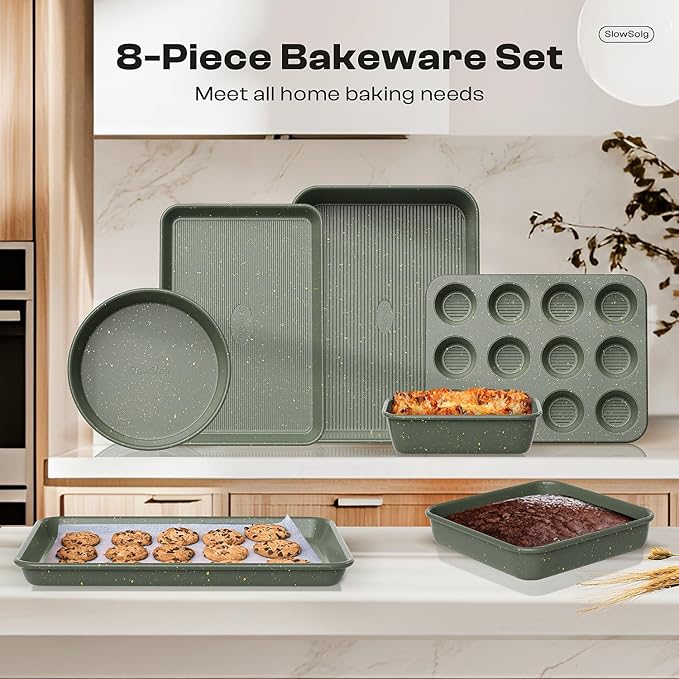 8-Piece Nonstick Bakeware Set, Stackable Oven Pan Set Includes Baking Sheet - Image 8
