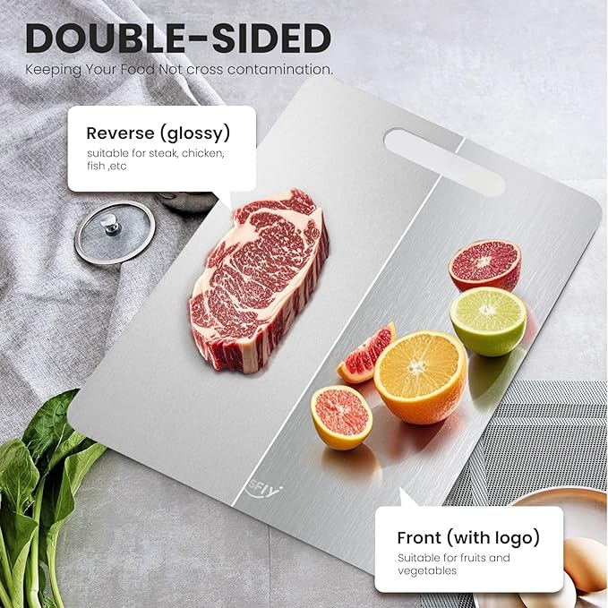 2 Pack Titanium Cutting Board, -100% Pure Titanium Cutting Boards - Image 4