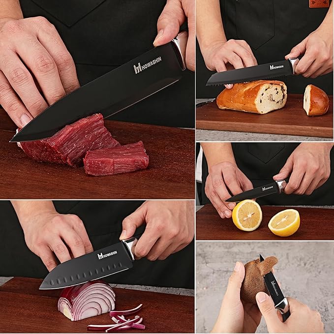 Black Knife Set, Howashin 15 Pieces Knife Sets - Image 4