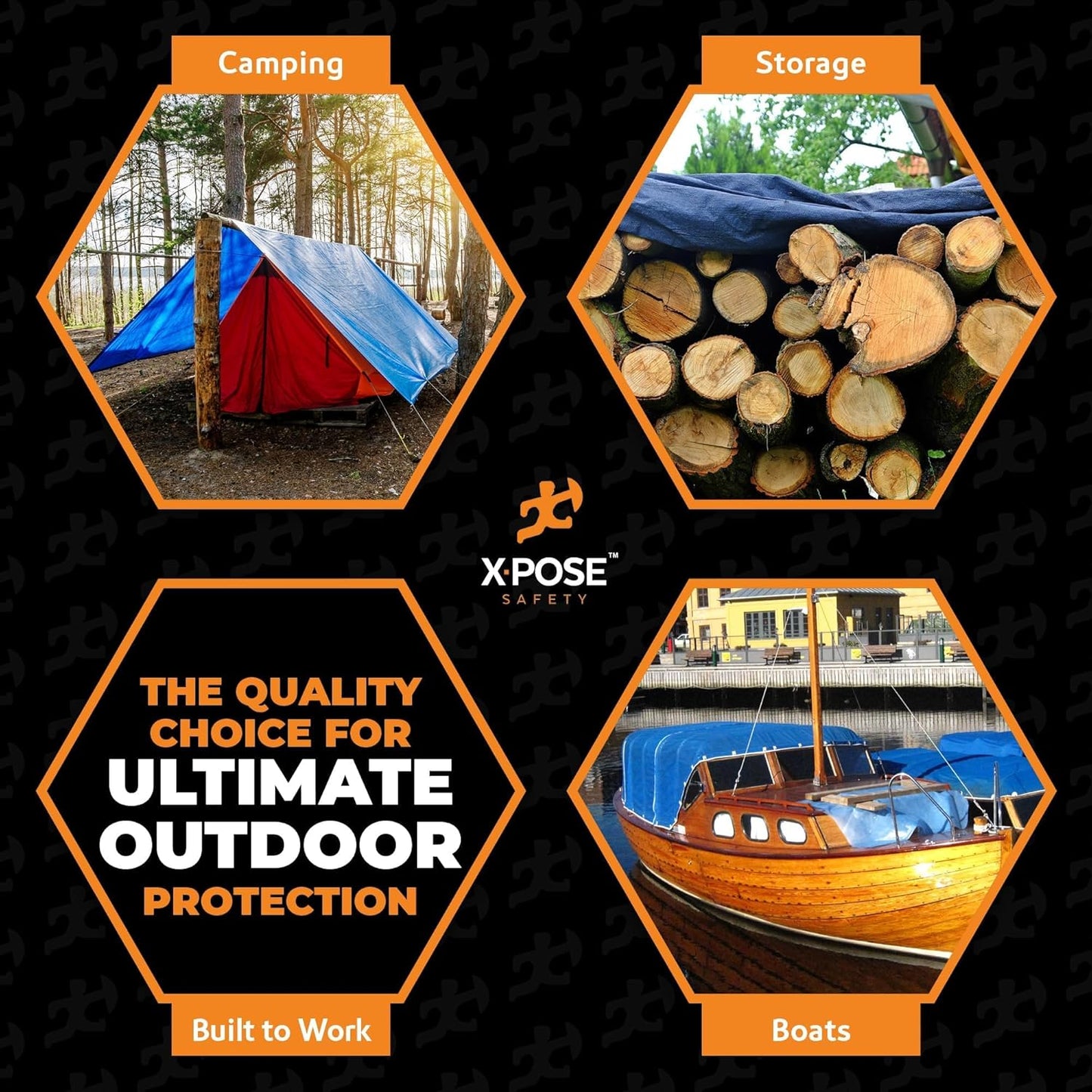 Better Blue Poly Tarp 6' x 8' (2-Pack) - Multipurpose Protective Cover - Lightweight, Durable, Waterproof, Weather Proof - 5 Mil Thick Polyethylene - by Xpose Safety