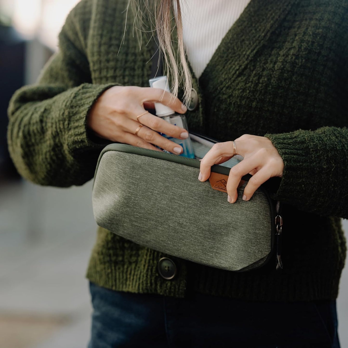Peak Design Small Tech Pouch, Sage, Electronics Organizer for Travel or Everyday Carry, Origami-Style Storage, Cable Pass-Through, Weatherproof Recycled Nylon, Gear Carry Bag for Men and Women