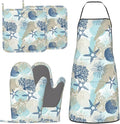 Nautical Coastal Oven Mitts Pot Holders Cooking Apron Set of 5 Silicone by Unknown