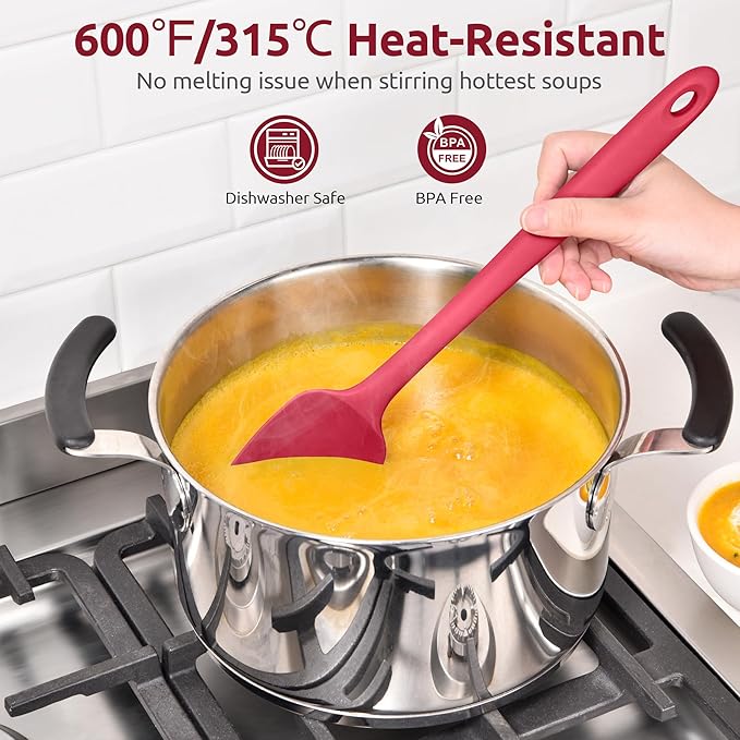 U-Taste Extra-Long 600ºF Heat Resistant Spatula Spoon: 14" Silicone Spoonula - Image 4