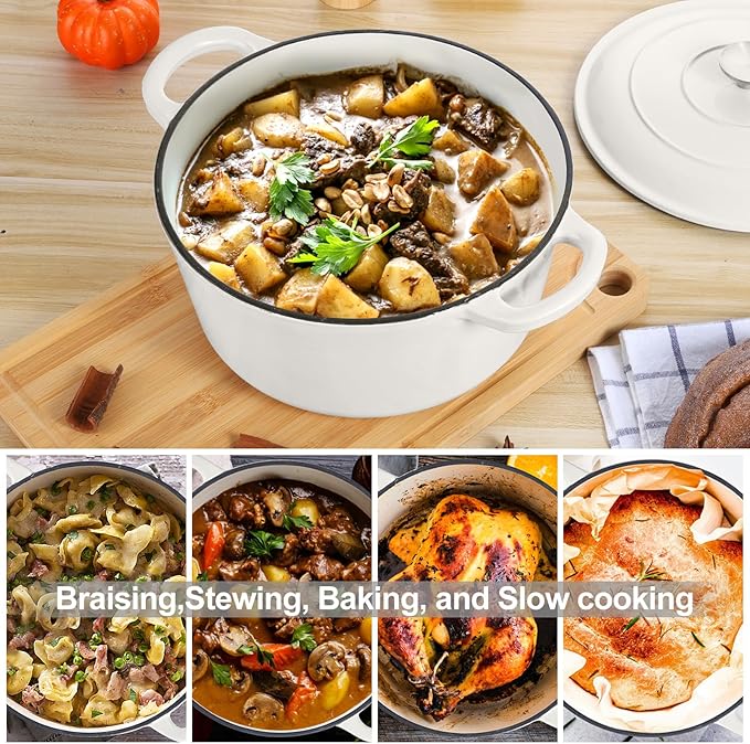 E-far 6 Quart Dutch Oven, Enameled Cast Iron Dutch Oven Pot - Image 4