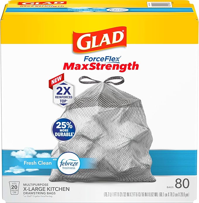 Glad ForceFlex MaxStrength Kitchen Trash Bags, 20 Gal, Fresh Clean Febreze - Image 12