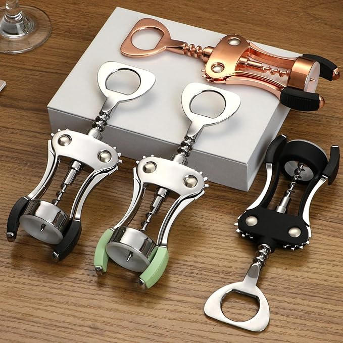 KORCCI Wine Opener, Heavy-Duty Zinc Alloy Wing Corkscrew, Premium Beer Bottle - Image 8
