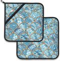 Mermaid Fish Scales Marble Pot Holder Set of 2, Heat Resistant Potholders Oven by Larkverk