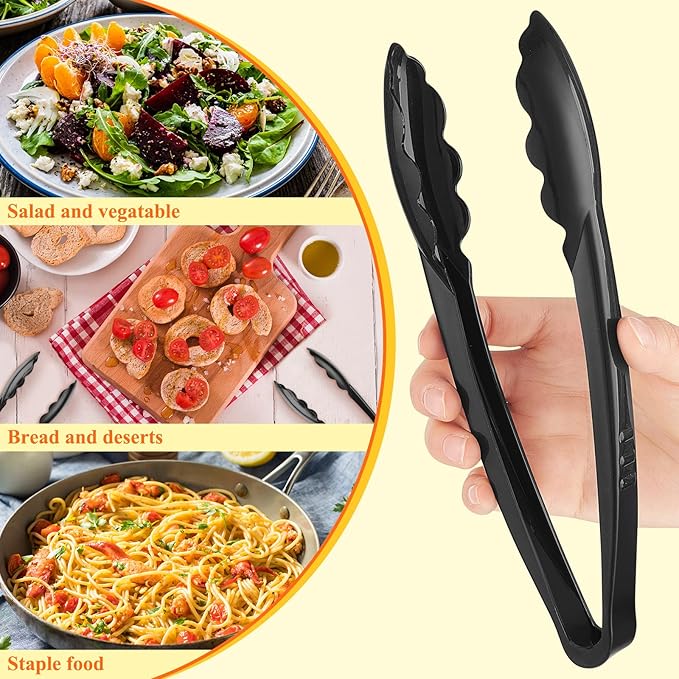 Tessco for you 80 Pcs Plastic Tongs for Serving Bulk, 9 Inch Plastic Disposable - Image 4