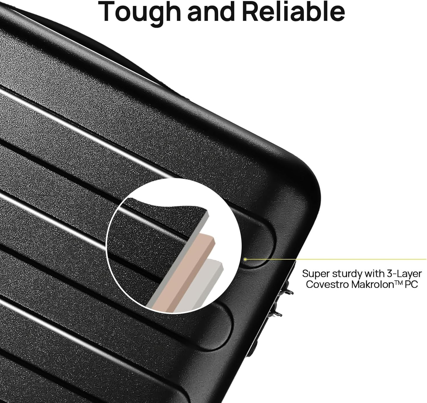 Carry on Luggage 22 X 14 X 9 Airline Approved, 20 Inch Luggage for 3-5 Days Travel, Double Spinner Wheels, 100% Hardshell PC, TSA Lock (01-Black (Basic), Checked 24-Inch)