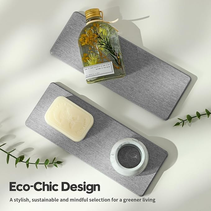 Razborci 2PCS Bathroom Counter Vanity Trays, Water Absorbing Diatomite Stone - Image 7