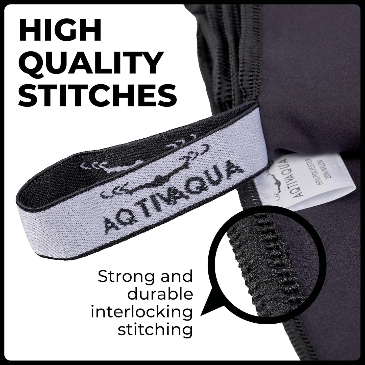 AqtivAqua Quick Dry Towel - Lightweight Microfiber Travel Towel w/Bag - Fast Drying Towel Set for Camping, Beach, Pool, Gym, Backpacking, Sports, Yoga & Swim Use, Hiking (Black, L:30"x60")