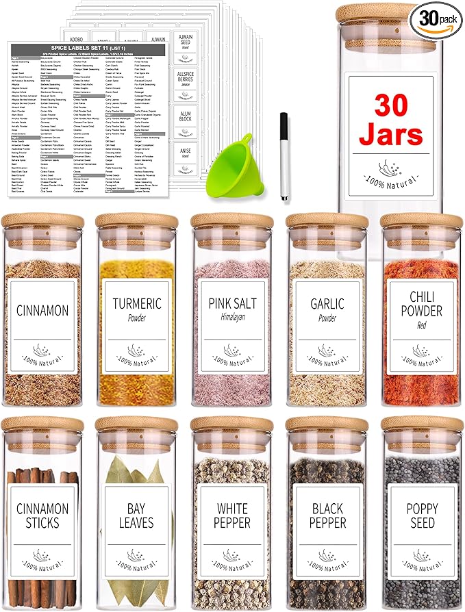 Churboro 30 Pcs Spice Jars by Churboro