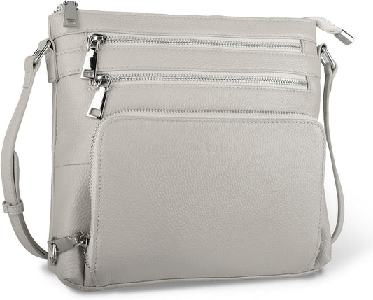 befen Genuine Leather Crossbody Bags for Women, Lightweight Medium Anti-Theft Shoulder Purse with Built in RFID Wallet