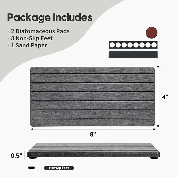 Razborci 2PCS Diatomite Water Absorbing Stone Drying Tray Mat - Image 6