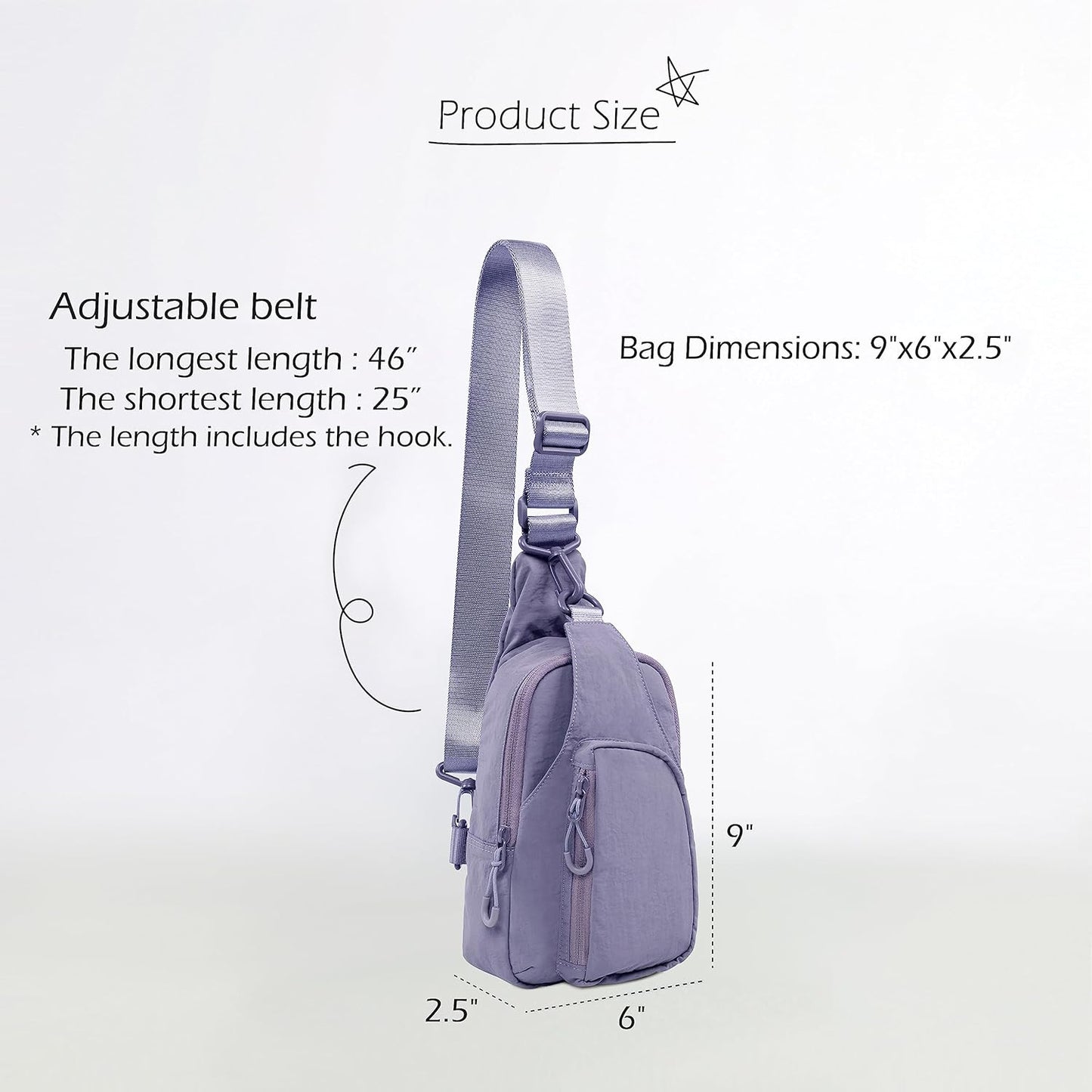 ODODOS Daily Sling Bag with Adjustable Straps Crossbody Chest Bag Lightweight Small Backpack for Casual Traveling Hiking