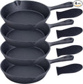 Bruntmor Cast Iron Frying Pan Set of 4-6x4 Inch Black Pre-Seasoned Skillets by Bruntmor