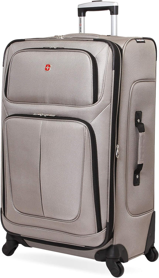 SwissGear Sion Softside Expandable Luggage, Pewter, Checked-Large 29-Inch