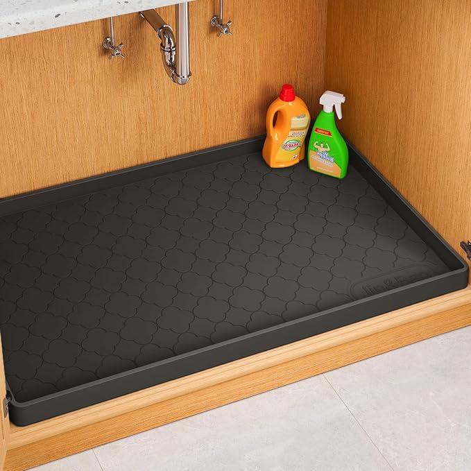 Jin&Bao Waterproof Under Sink Mat 25" x 22", Thick Silicone Mat Cabinet by Jin%26Bao