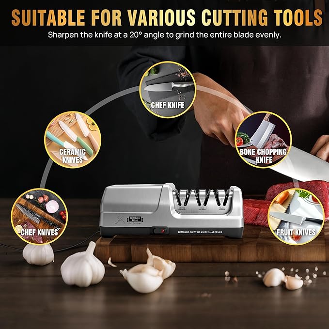 Electric Knife Sharpener for Kitchen—Fast Sharpening to Restore and Polish Chef - Image 7