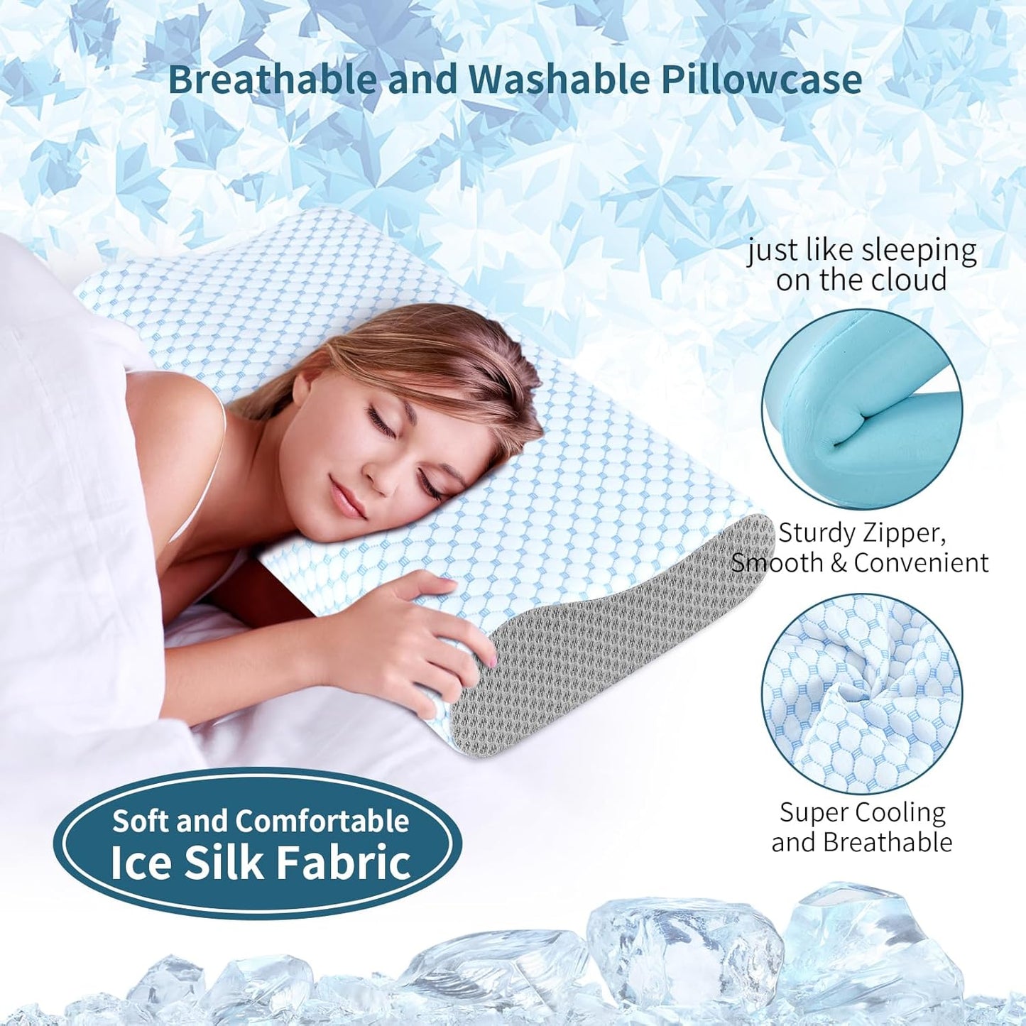 Cervical Neck Pillow for Pain Relief, Contour Memory Foam Pillows for Sleeping, Odorless Ergonomic Pillow Adjustable Orthopedic Cooling Pillow Bed Pillow Neck Support for Side Back Stomach Sleepers