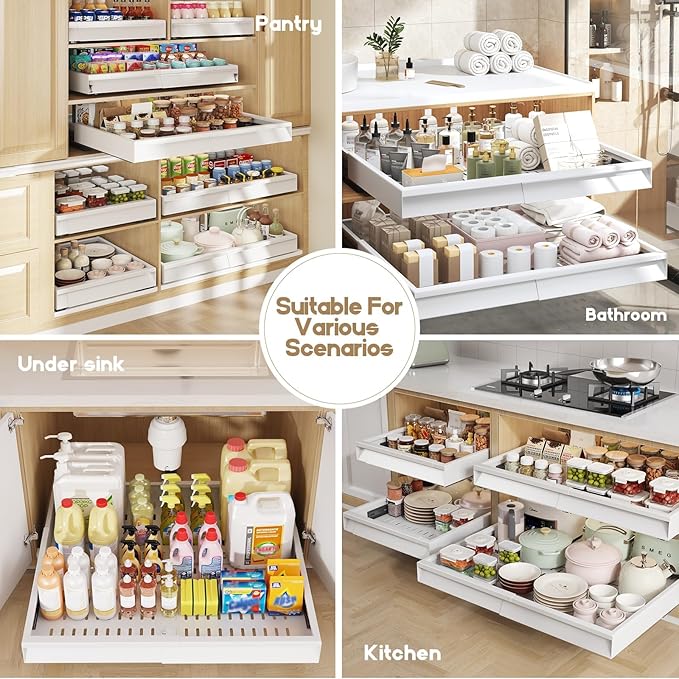 Seinloes 2 Pack Pull Out Cabinet Organizer - Image 7
