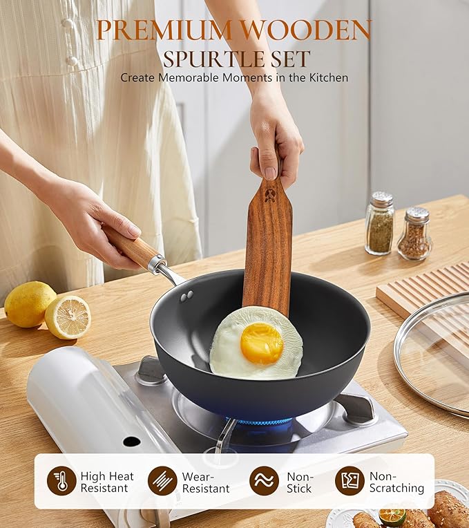 2Pcs Spurtles Kitchen Tools Wooden, Wooden Spurtle Spatula Set - Image 4